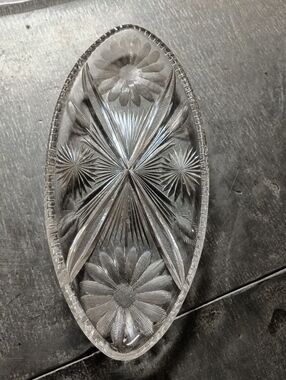 Vintage American Brilliant Crystal Oval Dish